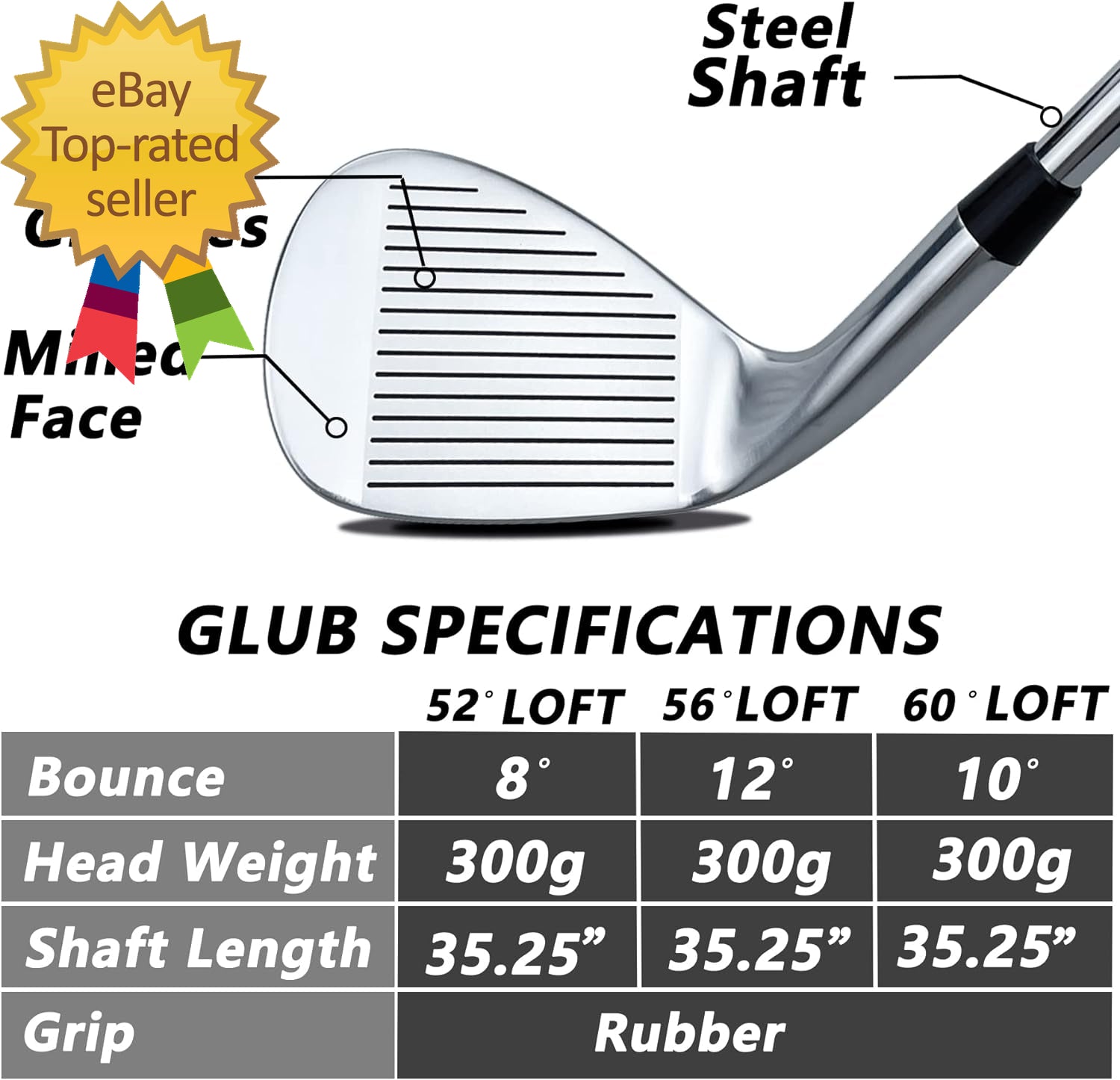 3 PCS Wedge Set or Individual Golf Wedges, Available in 52° Gap Wedge, 56° Sand